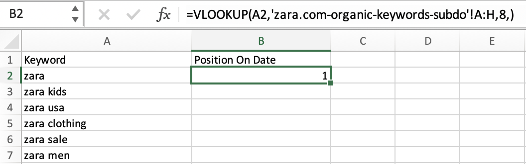 vlookup for SEO